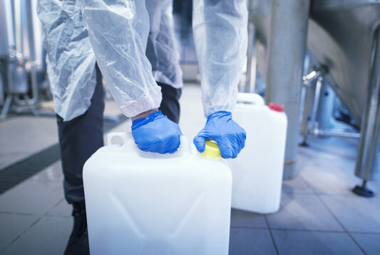 Person handling chemicals