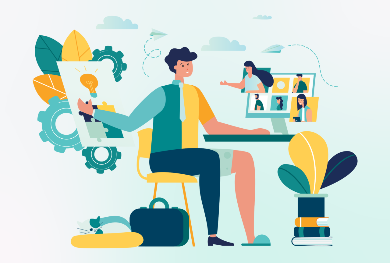 Graphic of multitasker