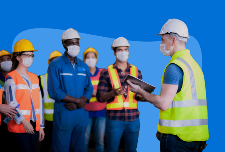 Supervisor speaking to employees