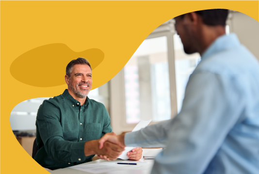 New employee announcement shaking hands